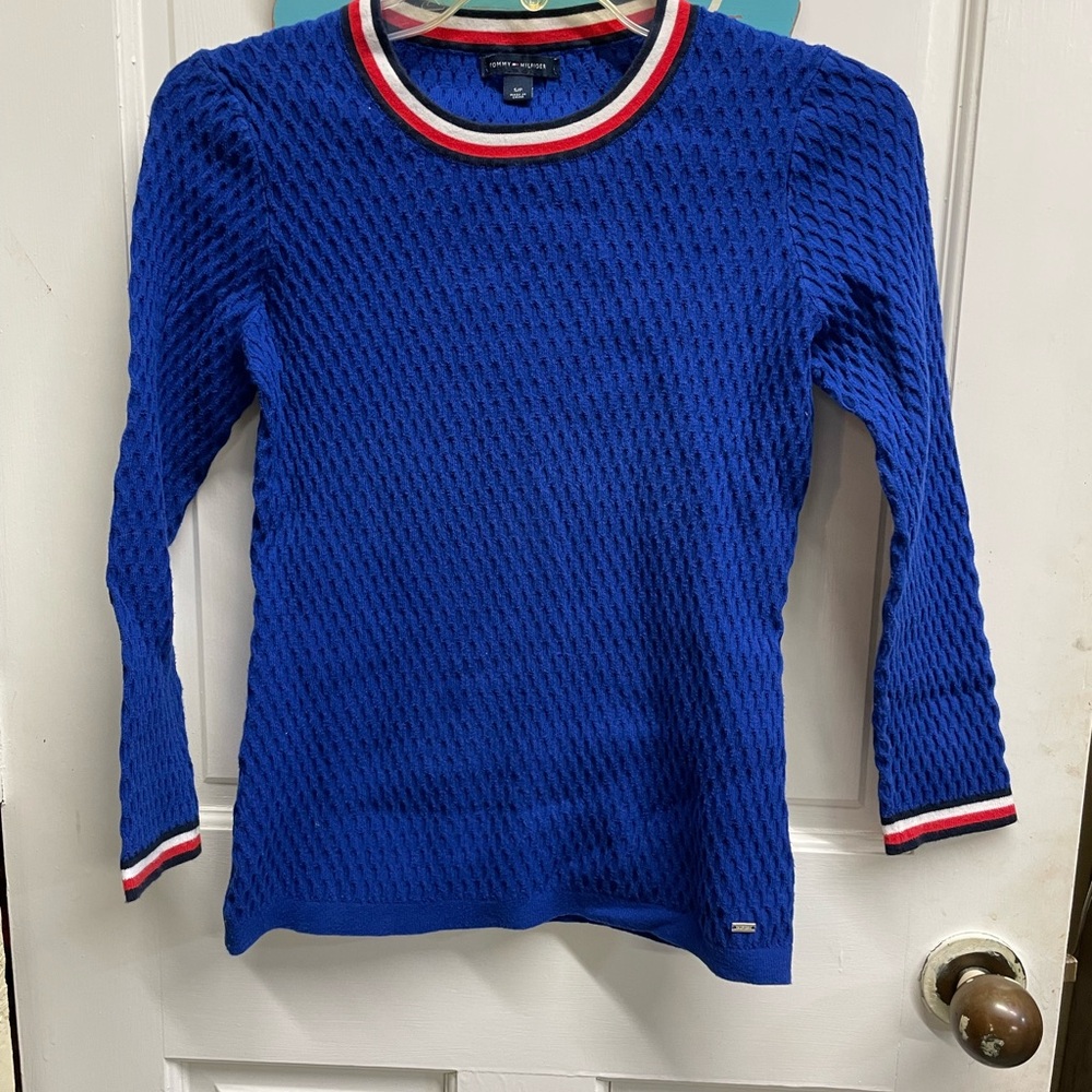 Tommy Hilfiger Women's Royal Blue Textured Sweater